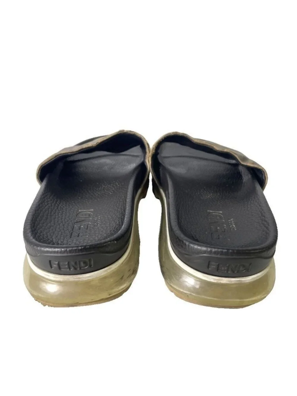 Fendi Slide Sandals Lava Logo Zucca Pattern 8 Brown